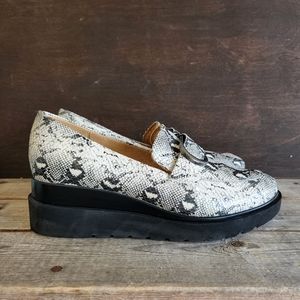 Naturalizer Somerset Platform Wedge Loafers Snakeskin Size 8 Wide 8W Women's
